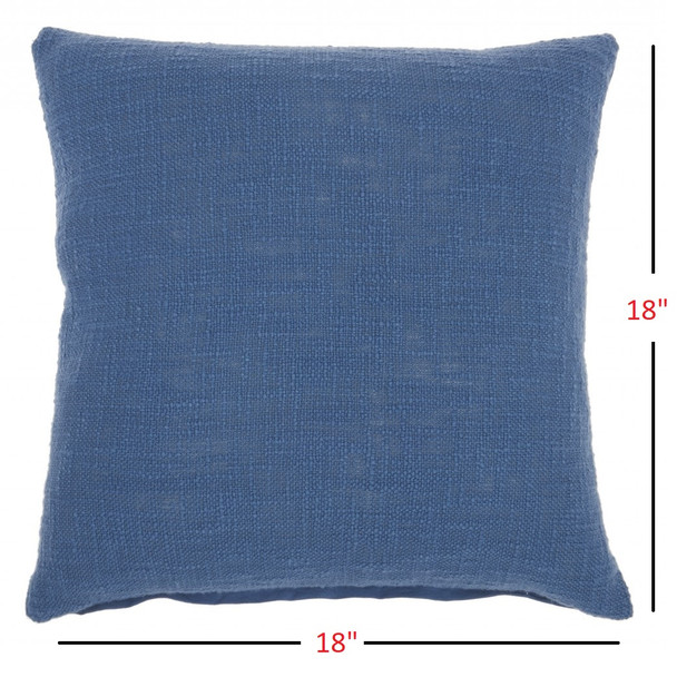 Denim Blue Solid Woven Throw Pillow