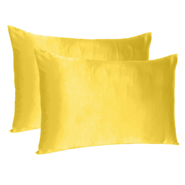 Lemon Dreamy Set of 2 Silky Satin King Pillowcases