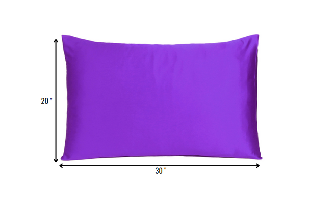 Bright Purple Dreamy Set of 2 Silky Satin Queen Pillowcases