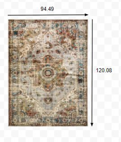 8 x 10 Gray and Rust Distressed Medallion Area Rug