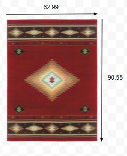 5 x 8 Red and Beige Ikat Pattern Area Rug