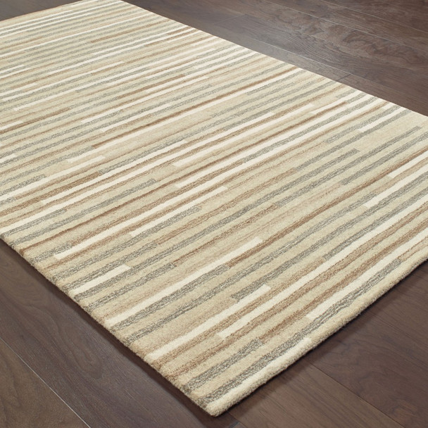 8 x 10 Beige and Gray Eclectic LinesArea Rug