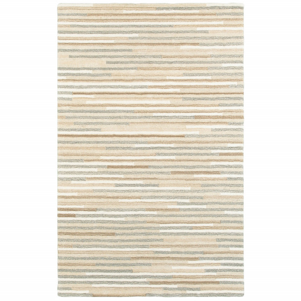 10 x 13 Beige and Gray Eclectic LinesArea Rug