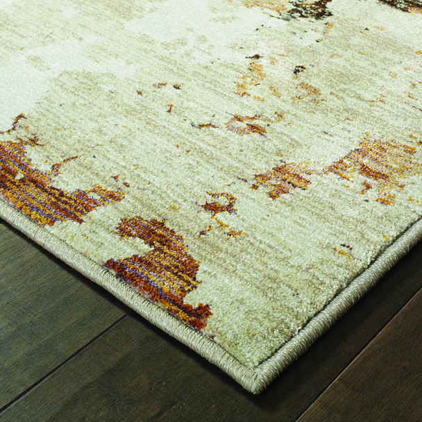 2 x 3 Abstract Weathered Beige and Gray Indoor Scatter Rug