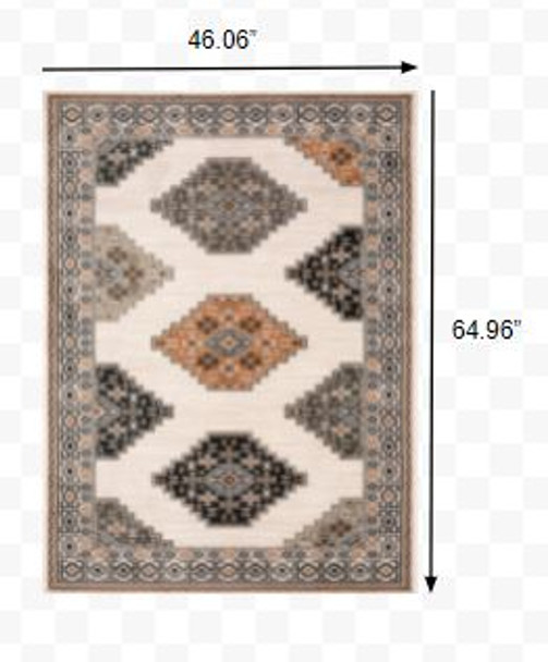 4 x 6 Abstract Ivory and Gray Geometric Indoor Area Rug