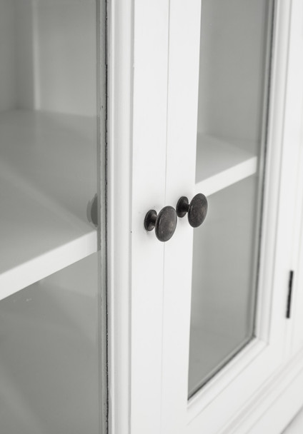 White Accent Cabinet with Glass Doors