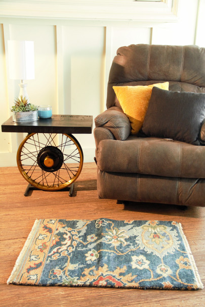 Black and Gold Wheel Accent Table