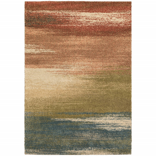 9' x 12' Pink Machine Woven Abstract Colors Indoor Area Rug