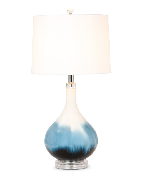 Set of 2 Ombre Blue and White Glass Table Lamps