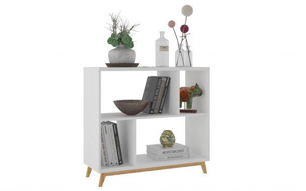 Modern White and Natural Bookcase