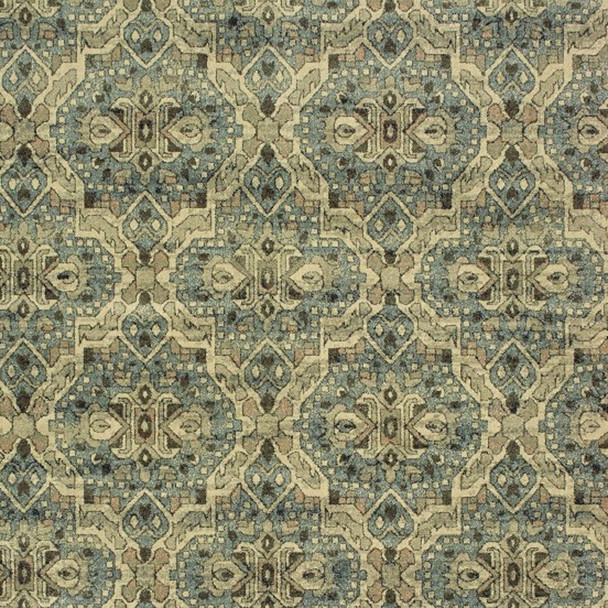 10x13 Ivory and Blue Geometric Area Rug