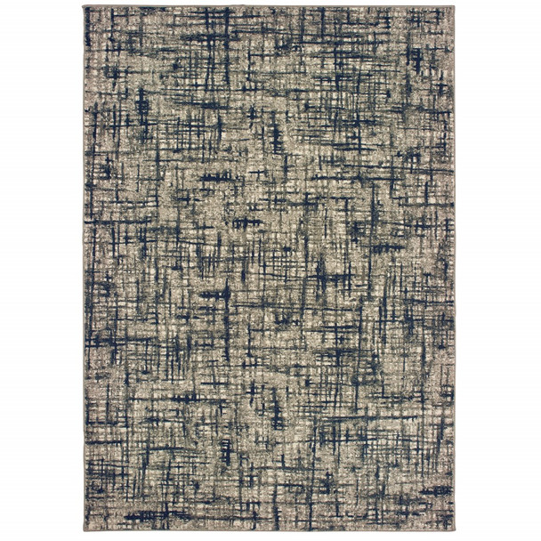 4x6 Gray and Navy Abstract Area Rug