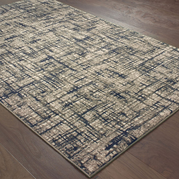 7x10 Gray and Navy Abstract Area Rug