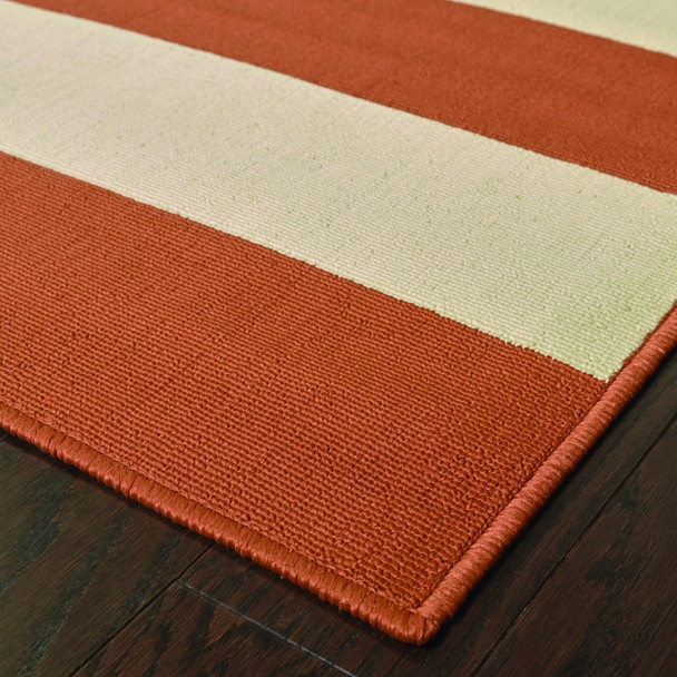 3x5 Orange and Ivory Striped Indoor Outdoor Area Rug