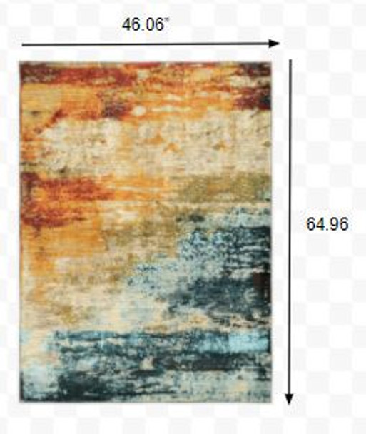 4x6 Blue and Red Distressed Area Rug