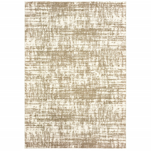 8x11 Ivory and Gray Abstract Strokes Area Rug