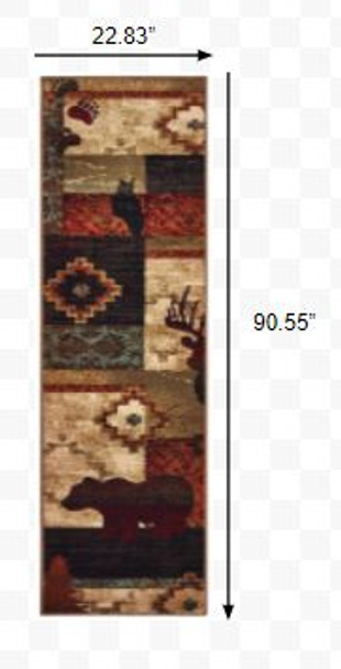 2x8 Rustic Brown Animal Lodge Runner Rug