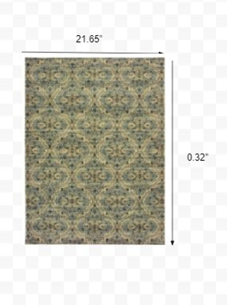 2x3 Ivory and Blue Geometric Scatter Rug