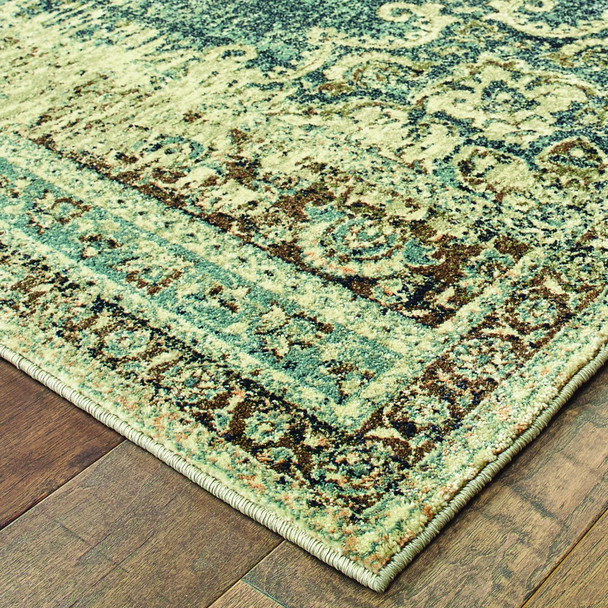 2x3 Blue and Ivory Medallion Scatter Rug