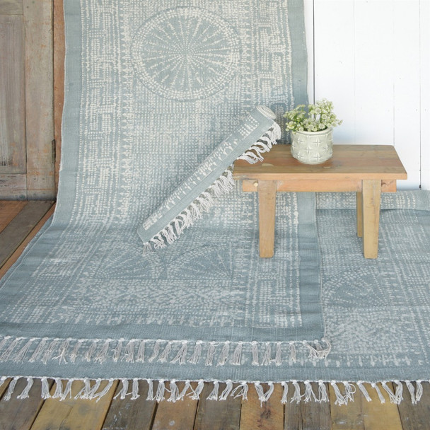 3 x 8 Sky Gray Distressed Medallion Runner Rug