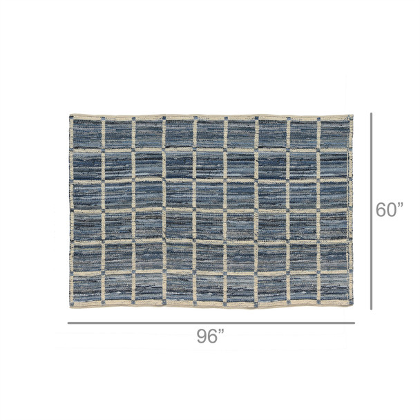 5 x 8 Blue and Gray Grid Area Rug