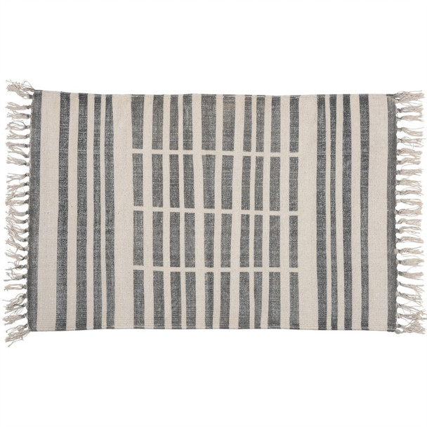 2' X 3' Gray and Cream Broken Stripes Scatter Rug