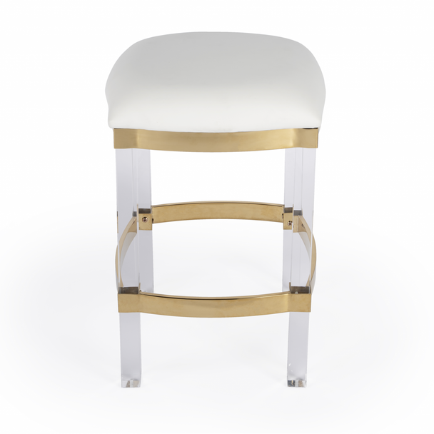 Acrylic and Polished Gold Counter Stool