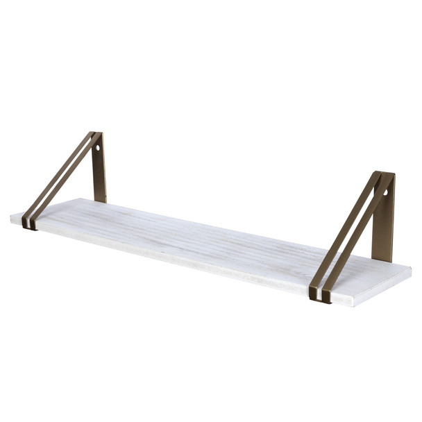 White and Gold Metal Wall Shelf