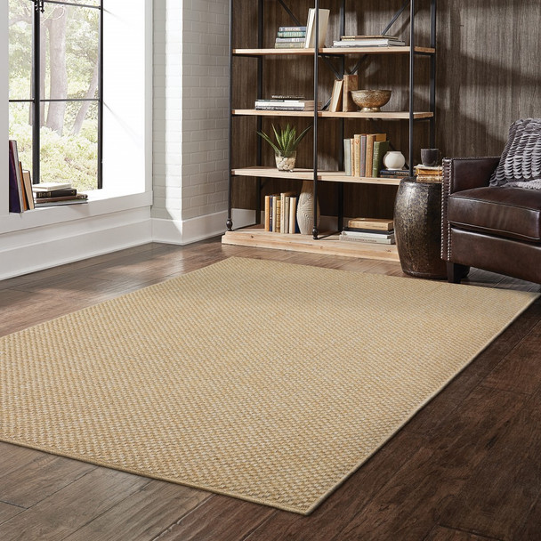 9x13 Solid Sand Beige Indoor Outdoor Area Rug