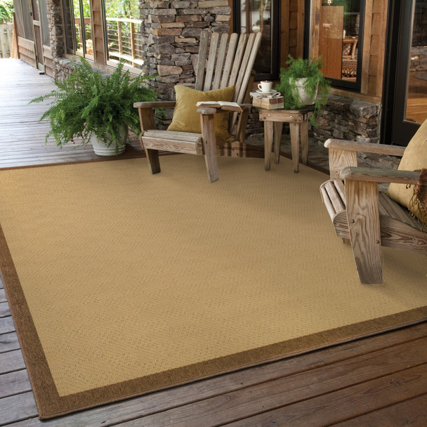 4x6 Beige and Brown Plain Indoor Outdoor Area Rug