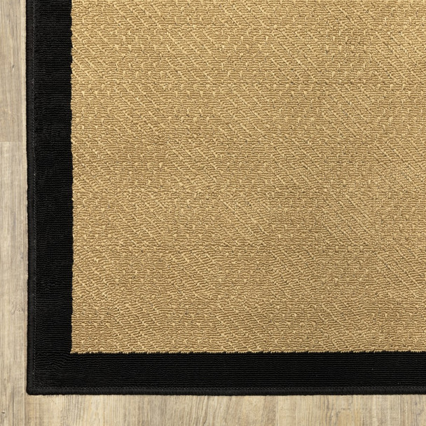 6x9 Beige and Black Plain Indoor Outdoor Area Rug