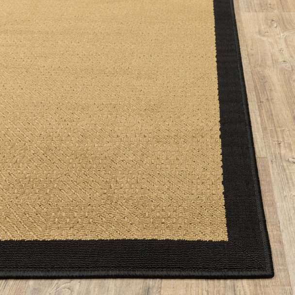 6x9 Beige and Black Plain Indoor Outdoor Area Rug