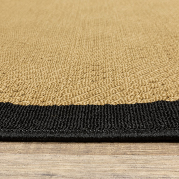 8 Round Beige and Black Plain Indoor Outdoor Area Rug