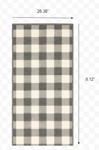 2x8 Gray and Ivory Gingham Indoor Outdoor Runner Rug