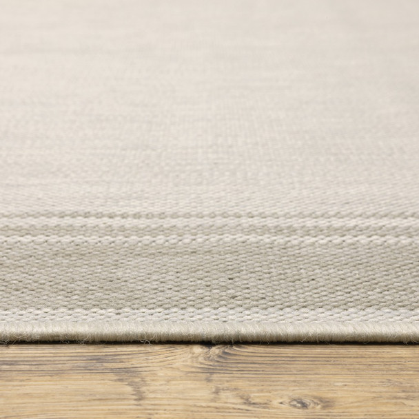 3x5 Ivory and Gray Bordered Indoor Outdoor Area Rug