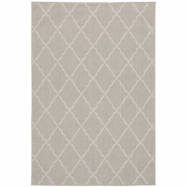 3x5 Gray and Ivory Trellis Indoor Outdoor Area Rug