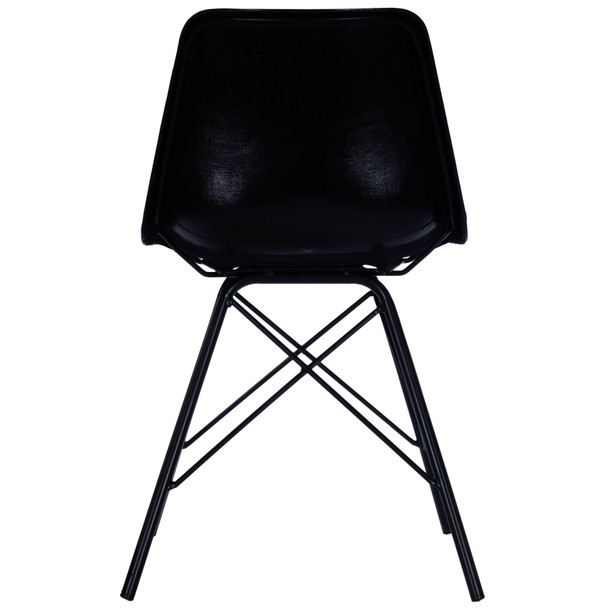 Black Contrast Stitch Leather Dining Chair