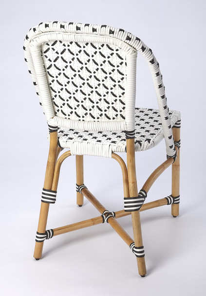 Indoor Outdoor Black and White Rattan Dining Chair