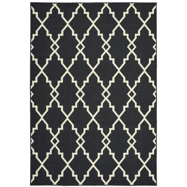 3x5 Black and Ivory Trellis Indoor Outdoor Area Rug