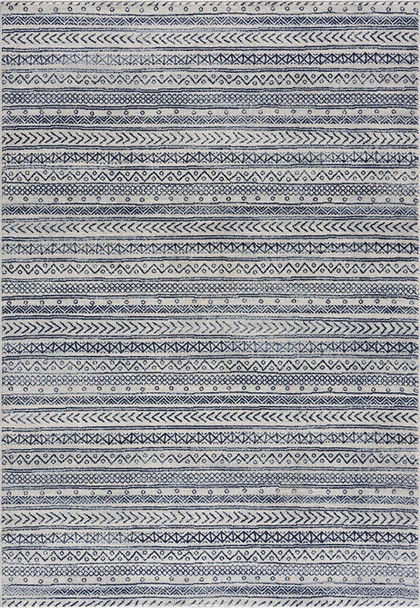 4 x 6 Navy Blue Decorative Stripes Area Rug