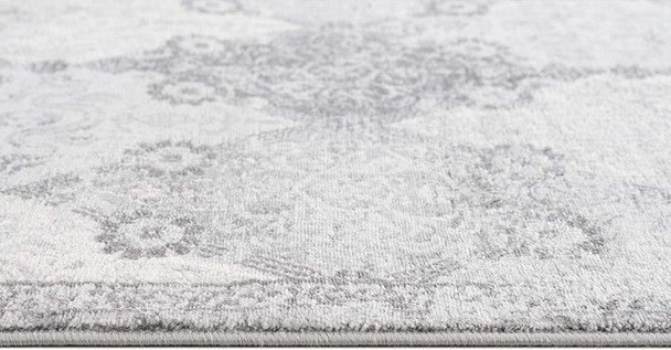 2 x 13 Gray Distressed Trellis Pattern Runner Rug