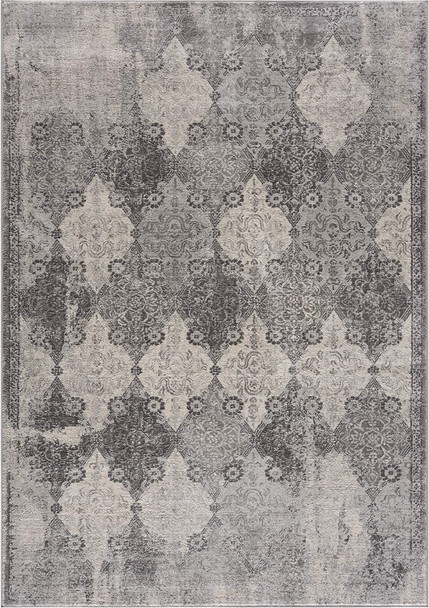 2 x 3 Gray Distressed Trellis Pattern Scatter Rug