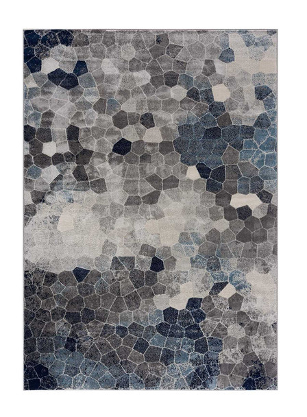 5 x 8 Navy Blue Cobblestone Pattern Area Rug