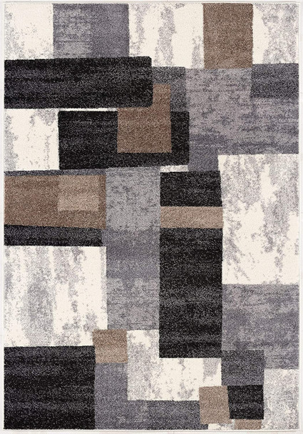 5 x 8 Brown Distressed Geometric Area Rug