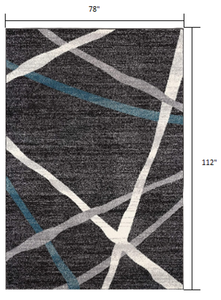 7 x 9 Distressed Black and Gray Abstract Area Rug