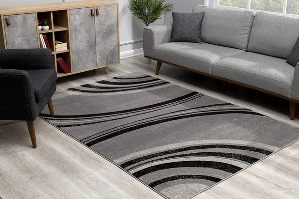 8 x 11 Gray Modern Geometric Area Rug