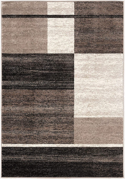 7 x 9 Brown and Beige Abstract Blocks Area Rug