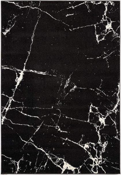 5 x 8 Black and White Abstract Breakage Area Rug