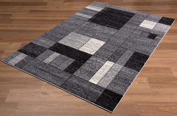 4 x 6 Gray Distressed Geometric Area Rug