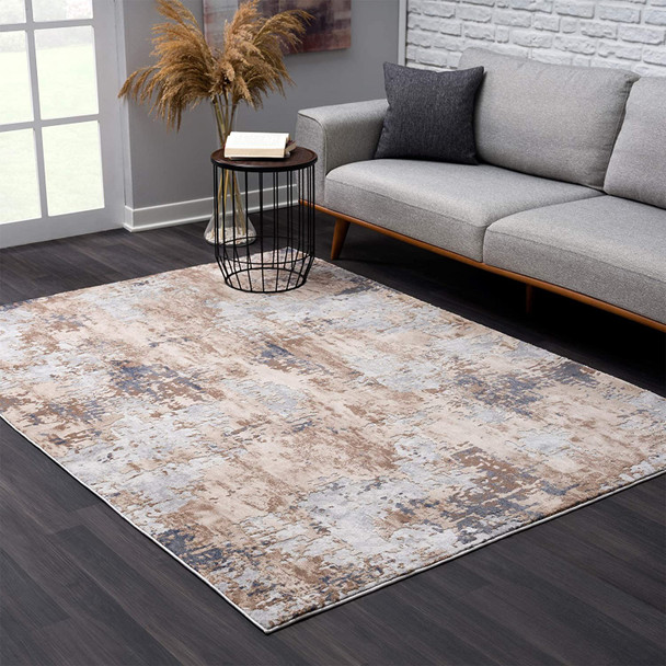 5 x 8 Beige and Ivory Abstract Area Rug